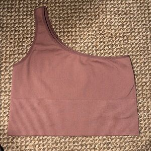 H&M One-Shoulder Seamless Crop Tank Top in Mauve Pink
